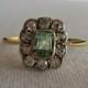 RESERVED. Antique Emerald And Diamond Halo Ring. Early 1900s. Addy On