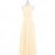 Peach Azazie Avery - Chiffon And Satin Scoop Floor Length Illusion Dress - Charming Bridesmaids Store