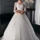 Elegant Lace & Tulle V-Neck Ball Gown Wedding Dress With Detachable Sash - overpinks.com