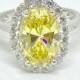 A Perfect 3CT Oval Cut Canary Yellow Fancy Russian Lab Diamond Engagement Halo Ring