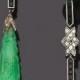 A Pair Of Art Deco Jade, Diamond And Onyx Pendent Earrings,