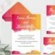 Watercolor Wedding Invitation Suite Templates Envelope Liners