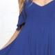 Blue Cold Shoulder Backless Mini Dress