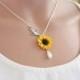 Sunflower Necklace, Sunflower Jewelry, Gifts, Yellow Sunflower Bridesmaid, Sunflower Flower Necklace, Bridal Flowers, Bridesmaid Necklace