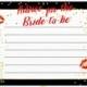 Advice For The Bride To Be Red Gold Confetti Printable Card Bridal Shower Advice Cards Wedding Advice For The Bride game idkbg4 - $5.50 USD