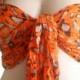 Orange Sarong, beach sarong, Bikini cover, Beach accessory, Orange pareo, Beach cover, beach wear, swimsuit skirt, Orange Bustier