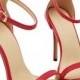 Red Stiletto High Heel Ankle Strap Sandals
