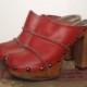 70s Vintage Leather Platform Clogs // Pisa // Studded // Size 36