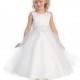White Tulle Dress w/ Flower Embellishment Waistline Style: D5608 - Charming Wedding Party Dresses