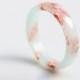 Pastel Mint Resin Ring Rose Gold Flakes Small Faceted Ring OOAK pastel mint peach minimalist jewelry minimal chic
