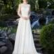 Charming Sheath-Column Illusion Natural Sweep-Brush Train Chiffon Ivory Sleeveless Open Back Wedding Dress - Top Designer Wedding Online-Shop