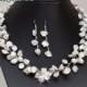 LIONA - Genuine White Keshi Pearls Bridal Necklace
