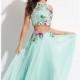 Mint Two-Piece Beaded Chiffon Gown by Rachel Allan - Color Your Classy Wardrobe