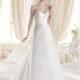A line V Neck Chiffon Floor Length Court Train Wedding Dress With Lace - Compelling Wedding Dresses
