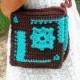 Turquoise fanny pack,crochet waist bag, crochet belt bag, crochet satchel, hippie bag, boho bag, beaded crochet bum bag, retro fanny pack