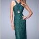 Forest Green Fitted Lace Gown by La Femme - Color Your Classy Wardrobe