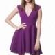 Purple V-Neck Cocktail Dress by Muammer Ketenci - Color Your Classy Wardrobe