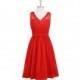 Red Azazie Heloise - V Neck Chiffon And Lace Knee Length Side Zip Dress - Charming Bridesmaids Store