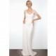 Sarah Janks SP14 Dress 15 - V-Neck Spring 2014 Full Length Sheath White Sarah Janks - Nonmiss One Wedding Store