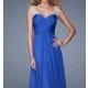Royal Blue Beaded Ruched Gown by La Femme - Color Your Classy Wardrobe