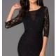Short Black Lace Dress with 3/4 Length Sleeves by Speechless - Brand Prom Dresses