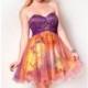 Purple/Print Empire Waist Strapless Dress by Nina Canacci - Color Your Classy Wardrobe