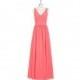Watermelon Azazie Keyla - V Back V Neck Floor Length Chiffon Dress - Cheap Gorgeous Bridesmaids Store