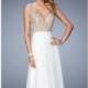 White Beaded Chiffon Gown by La Femme - Color Your Classy Wardrobe