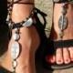 Black ETHNIC BAREFOOT SANDALS Foot Jewelry Hippie Sandals Toe Ring Anklet Crochet Barefoot Tribal Sandals Slave Bracelet Yogawedding