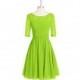 Lime_green Azazie Hattie - Knee Length Boatneck Chiffon And Lace Back Zip Dress - Charming Bridesmaids Store