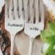 Husband & Wife - Hand Stamped Vintage Wedding Cake Forks (Matching Set)
