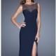 Beaded Slit Gown by La Femme 20438 - Bonny Evening Dresses Online 
