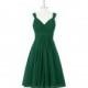 Dark_green Azazie Clara - Knee Length Chiffon Back Zip V Neck Dress - Cheap Gorgeous Bridesmaids Store