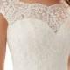 Simple Long A-Line Cap Sleeve Train Lace Wedding Dresses Elegant Prom Dress From Lass