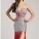 Red Beaded Slit Gown by Envious Couture Prom - Color Your Classy Wardrobe