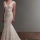 Amazing Lace V-neck Neckline Mermaid Wedding Dresses With Lace Appliques - overpinks.com