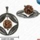 Rudraksha Bead Pendant, Cut Out Pave Diamond Pendant with Rudraksha Bead in 925 Sterling Silver, Hammered Silver Pendant