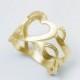 Beautiful heart ring in 14k yellow gold, grain textured love ring