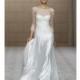Pronovias - Fall 2015 - 3/4 Sleeve Satin Sheath Illusion Bateau Wedding Dress - Stunning Cheap Wedding Dresses