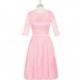 Candy_pink Azazie Antonia - Charmeuse And Lace Illusion Knee Length Scoop Dress - Charming Bridesmaids Store