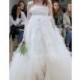 Oscar de la Renta Spring/Summer 2018 White Court Train High Low Strapless Empire Sleeveless Ruffle Tulle Dress For Bride - Charming Wedding Party Dresses
