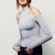 Spring/summer 2017 new style fashion cultivate one's morality hung rib neck sexy strapless stretch long sleeve women's t shirt - Bonny YZOZO Boutique Store