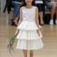 Oscar de la Renta Spring/Summer 2018 Ruffle Ivory Aline Satin Vogue Scoop Neck Sleeveless Flowergirl Dress - Top Design Dress Online Shop
