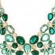 Green & Gold Crystal Makeda Stone Bib Necklace