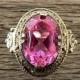Royal Sterling Ring & Gold Plated, Pink Ruby), Russian Sterling Silver Ring, Real 925, Soviet Sterling Silver Ring, Natural Gemstone # 3