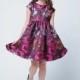 Plum Large Floral Embroidered Brocade Dress Style: DSK516 - Charming Wedding Party Dresses