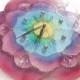 Hand painted glass wall clock Fantasy Flower, glass painting, painting on glass, unique wall clock, modern wall clock, pink wall clock