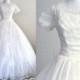 1950s Wedding Dress with Sleeves Tulle, Lace and Organza in Ivory Ballgown - Hand-made Beautiful Dresses