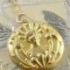 Antique Art Nouveau Mermaid Locket Necklace, Gold Filled Locket, Round Locket, Siren Locket, Lady Locket, Sea Nymph, Repousse Locket 1900s