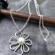 Silver daisy pendant, Pearl necklace, silver pearl pendant, open silver pendant, Rolo Necklace, 925 silver necklace, flower pearl pendant
